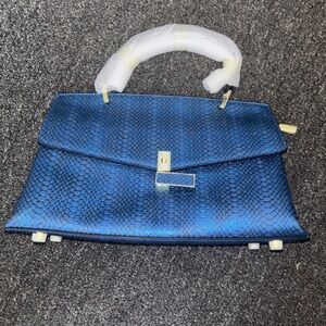 Elegant Blue Snakeskin Women's handBag